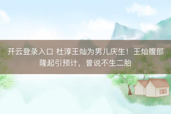 开云登录入口 杜淳王灿为男儿庆生！王灿腹部隆起引预计，曾说不生二胎