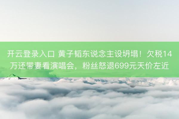 开云登录入口 黄子韬东说念主设坍塌！欠税14万还带妻看演唱会，粉丝怒退699元天价左近