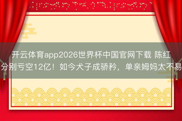 开云体育app2026世界杯中国官网下载 陈红分别亏空12亿！如今犬子成骄矜，单亲姆妈太不易